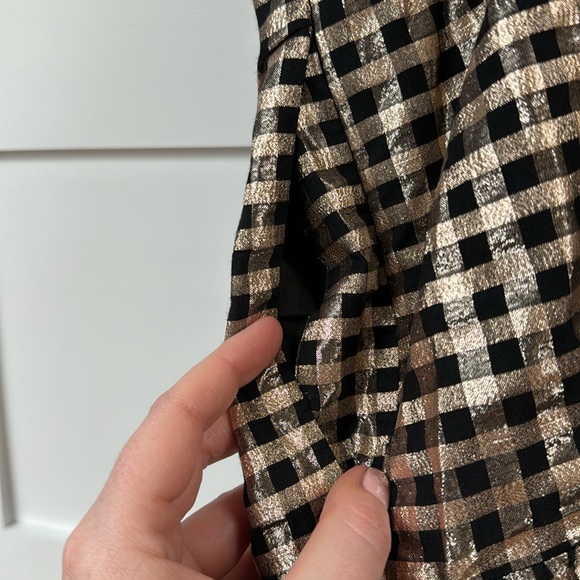 J Crew Factory Lurex Metallic Threads Gingham Tiered Mini Dress. - Picture 6 of 6